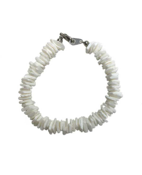 White Square Cut Chip Shell Bracelet