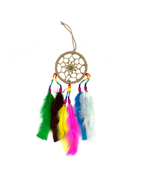 3 inch Hemp Dreamcatcher with assorted feathers and beads