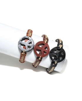 Assorted Peace Sign Leather Bracelet