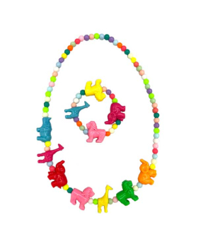 Kiddie Assorted Animals Necklace and Bracelet Set