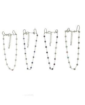 Assorted small round stone beads on delicate silver chain Anklet