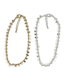 Gold and Silver assorted Anklet with tiny heart dangles