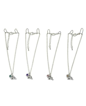 Silver Anklet with Bear charm and assorted Stone beads