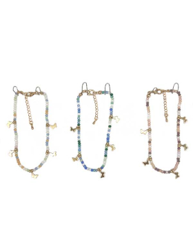 Assorted beaded Anklet with small gold Butterfly charms