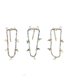Assorted beaded anklet with gold Dolphin charms