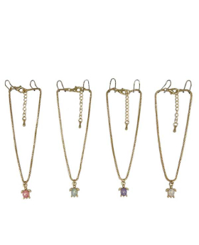 Gold Anklet with sparkle resin Turtle charm assorted