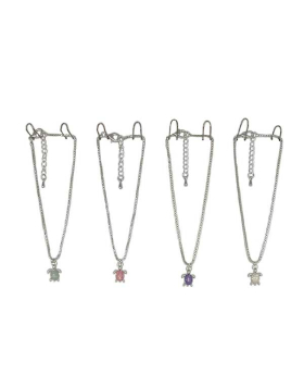 Silver Anklet with sparkle resin Turtle charm assorted