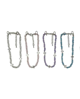 Beaded Anklet with 3 Cross beads