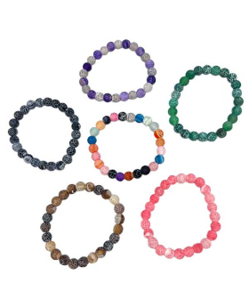 8mm Cracked Agate beaded bracelet assorted