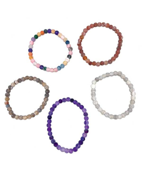 6mm round assorted Cracked Agate beaded Bracelet