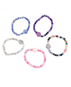 Assorted cracked Agate bead bracelet with ceramic Turtle 