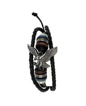 Landing Eagle on adjustable Leather wrap Bracelet