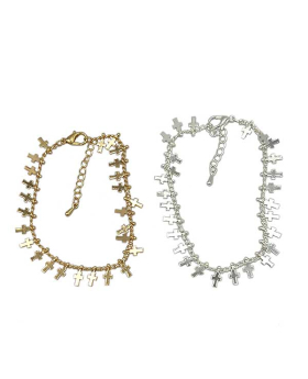 Assorted Gold and Silver Bracelet with small Cross dangles