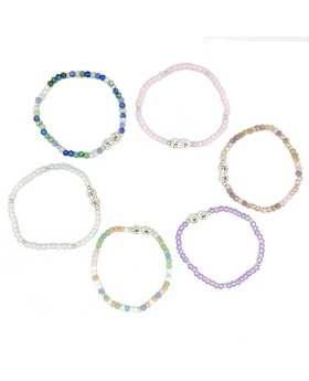 Assorted elastic beaded Bracelet with Crystal Infinity charm