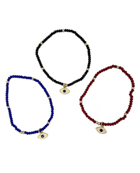Cubic Zirconia Lucky Eye bead on assorted beaded Bracelet