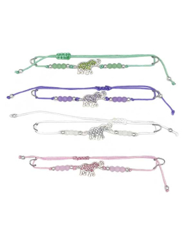 4 Assorted beaded string bracelet with Crystal Elephant