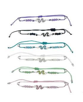6 Assorted beaded string Bracelet with Crystal Snake