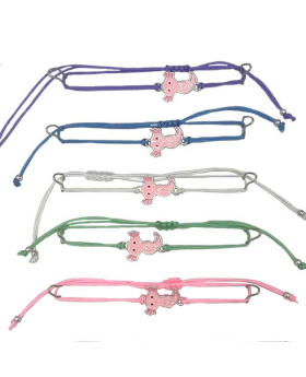 Assorted colored string Bracelet with Pink Axolotl charm
