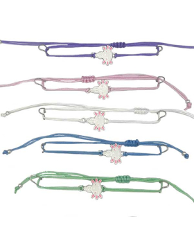 White Axolotl charm on assorted colored string Bracelet