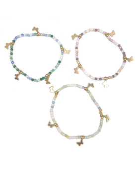Assorted pastel Beaded Gold Butterfly Bracelet