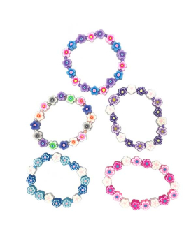 Assorted Fimo flower bead Bracelet
