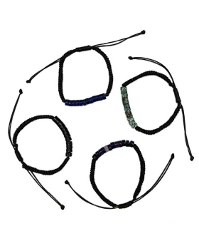 Assorted Genuine Stone beads on adjustable Leather Bracelet