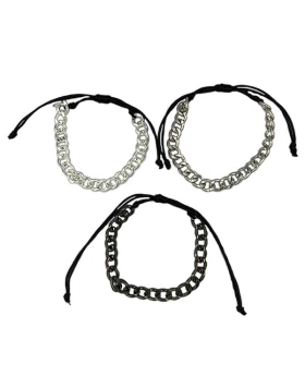 3 Assorted Chain link Bracelet with adjustable string