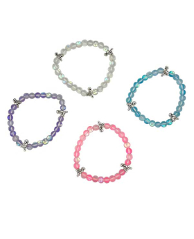 Assorted iridescent beaded Bracelet with small Silver Flamingo accent beads