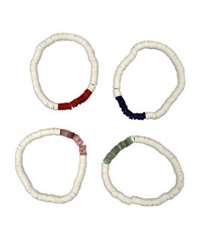 White Fimo beads with assorted colored shell beaded Bracelet