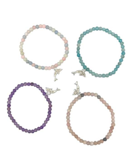 Stone beaded bracelet with Crystal Dolphin charm