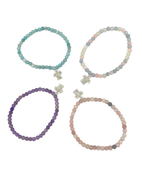 Stone beaded Bracelet with Crystal Turtle charm
