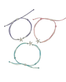 Crystal Starfish bead on adjustable string bracelet