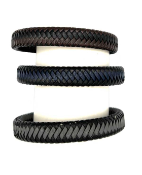 3 Assorted wide leather-like Bracelet with black clasp