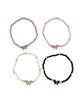 Cubic zirconia Bow on beaded Bracelet