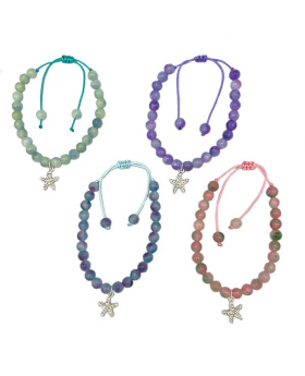 Clear Crystal Starfish on assorted Stone beaded Bracelet