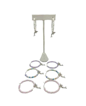 4 Assorted beaded Hoop earrings with crystal Dolphin dangle