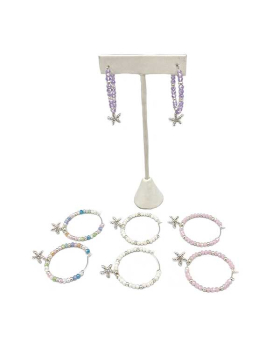 Assorted beaded Hoop earrings with crystal Starfish dangle