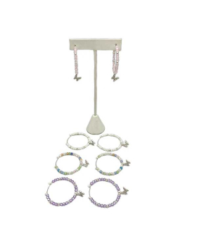 4 Assorted beaded hoop Earring with a crystal Butterfly dangle