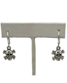 Silver Skull and Cross Bones Pirate Earrings