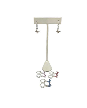 Small Crystal Butterly dangle on silver hoop Earring assorted