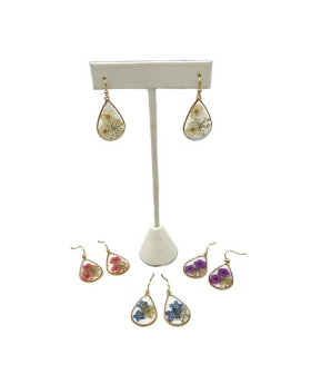 Pressed Flower in teardrop shaped resin Earrings