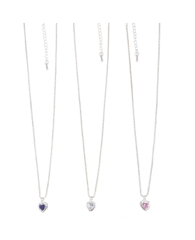 Cubic zirconia Heart pendant on silver chain Necklace