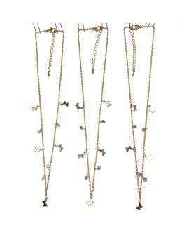 Gold chain with small Butterflies and assorted Crystal dangles Necklace