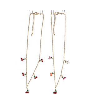 Gold chain with 2 assorted Cherry Necklace