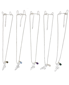 Silver Flying Eagle with assorted teardrop Stone dangles on silver chain Necklace