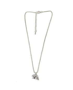 Silver Bear charm on box chain Necklace