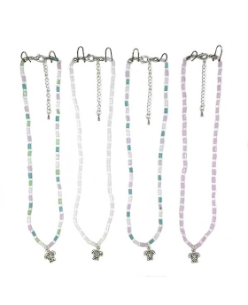 4 Assorted pastel beaded Necklace with rhinestone Turtle