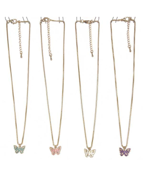 4 Assorted enamel Butterly Necklace