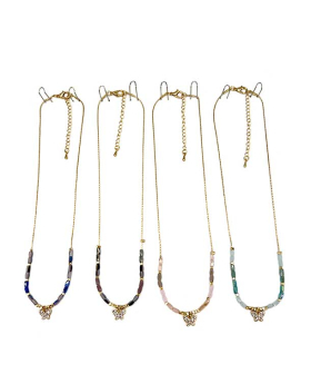 Crystal  Butterfly Necklace on gold chain with assorted faceted beads