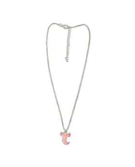 Pink Axolotl on silver box chain Necklace